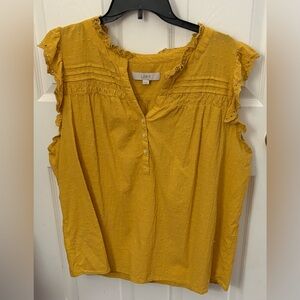 LOFT Mustard Yellow Ruffle Sleeve Blouse - Women’s XXL